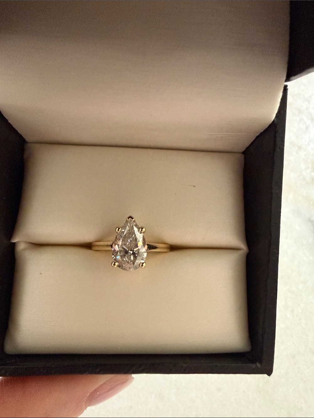 14KT Yellow Gold 2.11 ct Pear-Cut lab diamond engagement ring size 4 3/4